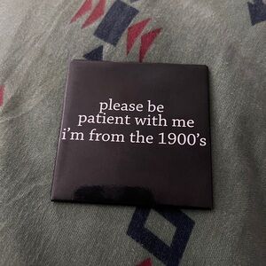 Black Square Magnet with White Text